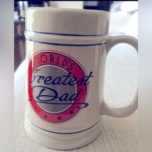 Vintage Worlds Greatest Dad Beer Mug Tan Father’s Day Gifts Glass Cup